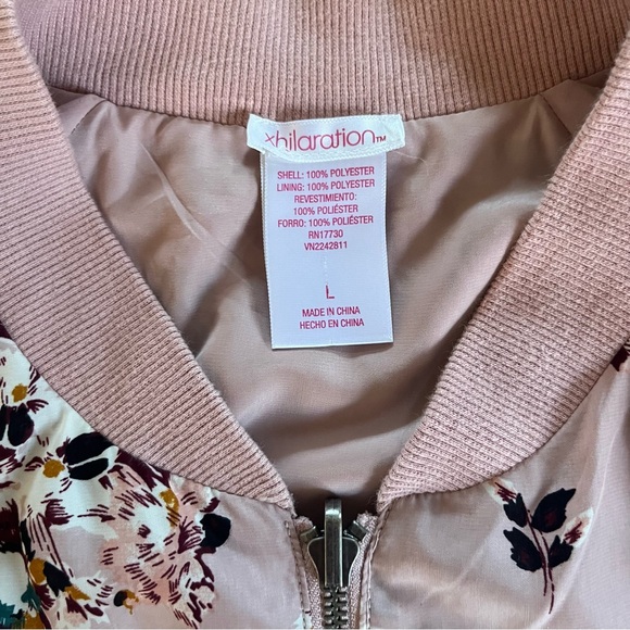 xhilaration Pink Floral Bomber Jacket - Picture 3 of 4